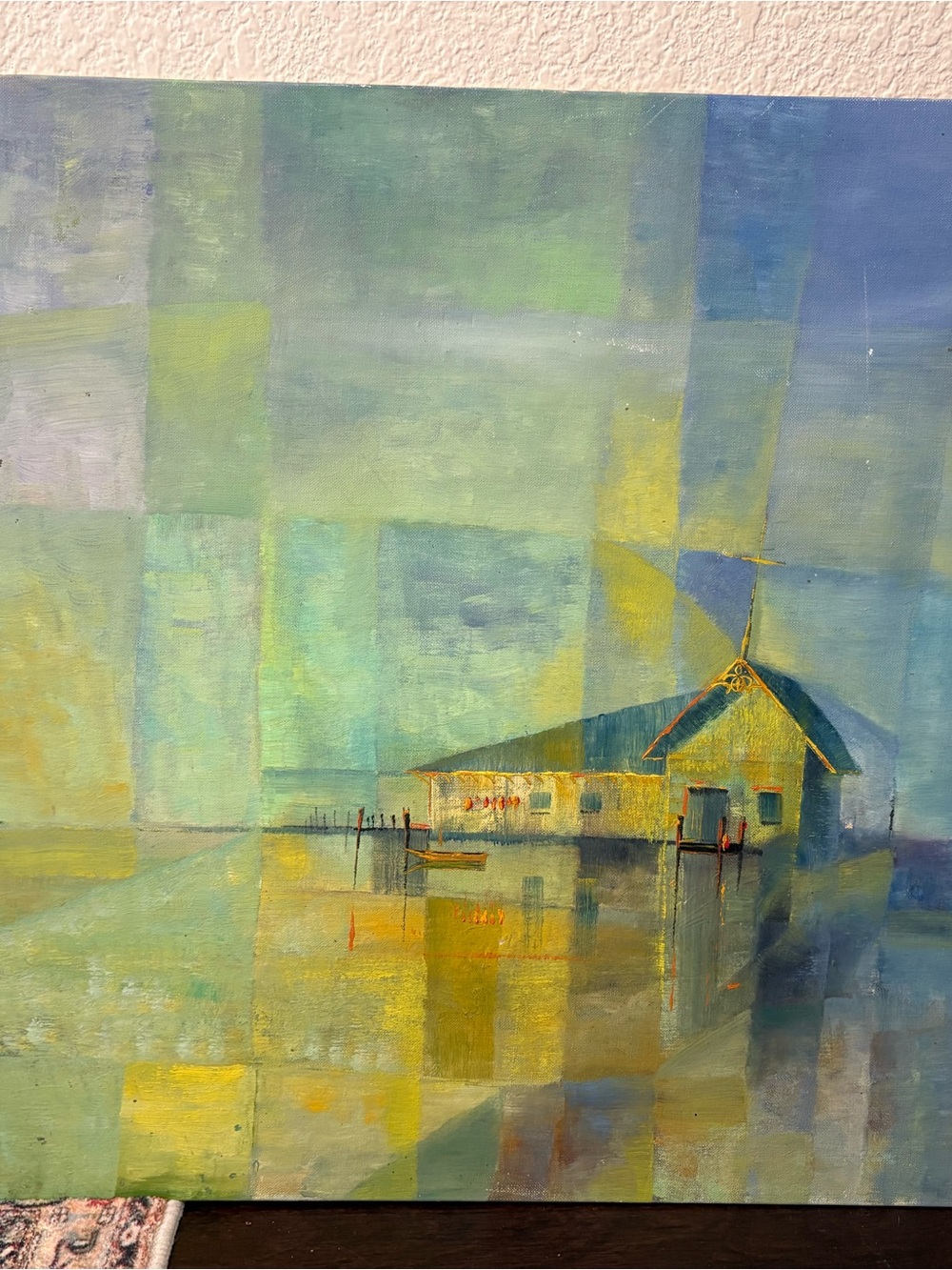 Newton Coastal Church Painting in Green and Yellow